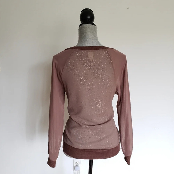 Tan Cappuccino ribbed stretch Ham Long sleeve Blou - Picture 8 of 8